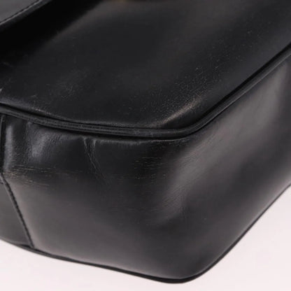 Celine Vintage Circle Logo Leather, Black, Leather, Shoulder Bag