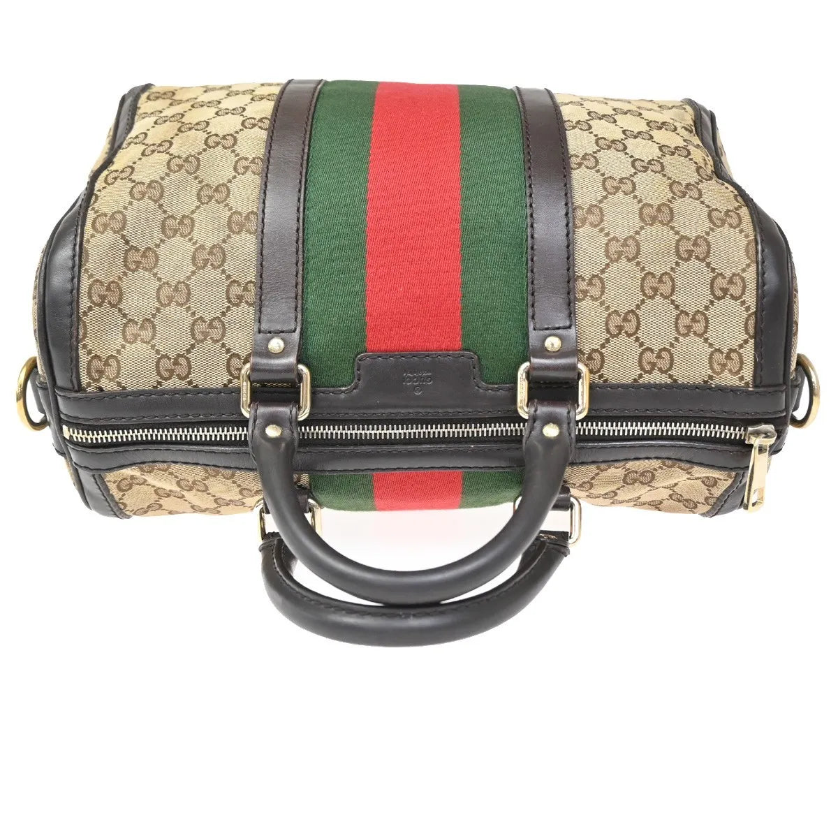Gucci Vintage Web Boston GG Canvas, Brown, Canvas, Handbag