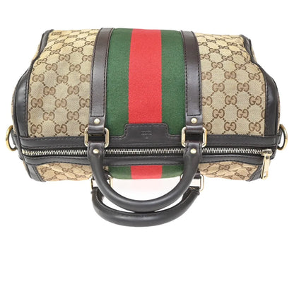 Gucci Vintage Web Boston GG Canvas, Brown, Canvas, Handbag