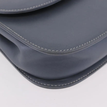 Gucci Vintage Convertible Bamboo Top Handle Leather, Blue, Leather, Handbag