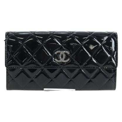 Chanel CC French Flap Quilted Patent Leather, Black, Patent Leather, Wallet