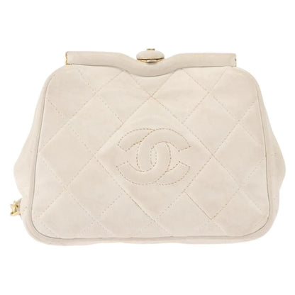 Chanel Vintage Diamond CC Tassel Quilted Lambskin, White, Leather, Shoulder Bag