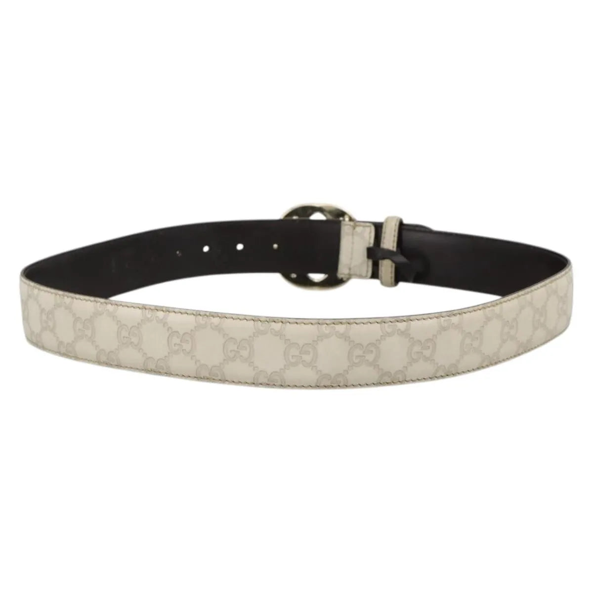 Gucci Interlocking G Reversible Belt Guccissima Leather, White, Leather, Belt