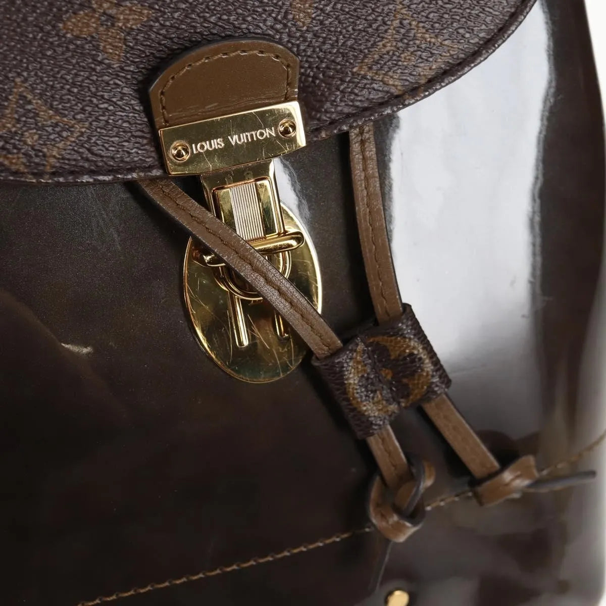 Louis Vuitton Hot Springs Vernis with Monogram Canvas, Brown, Canvas, Backpack