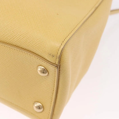 Prada Cuir Frame Double Zip Tote Saffiano Leather, Yellow, Leather, Tote Bag