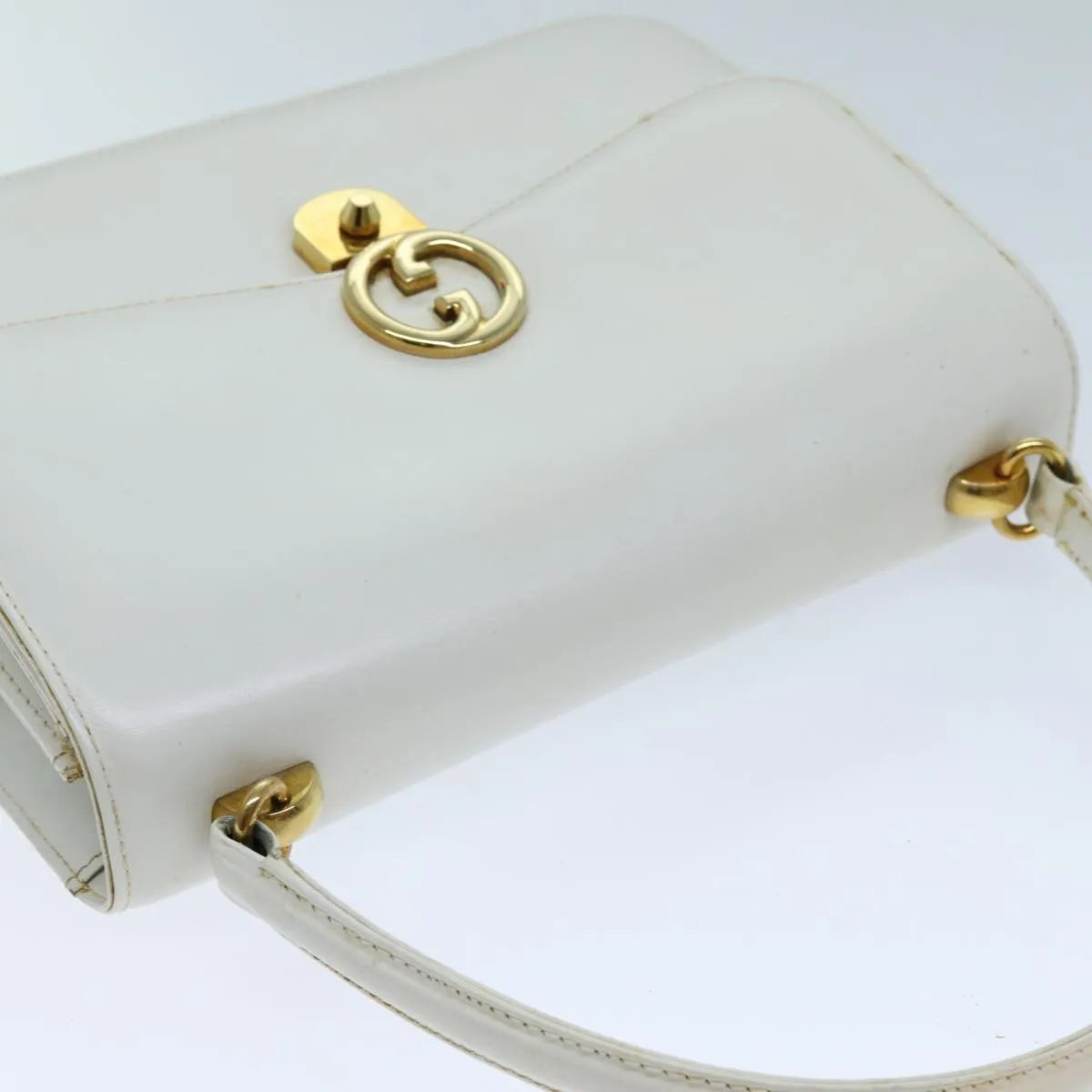 Gucci Sylvie 1969 Top Handle Leather, White, Leather, Handbag