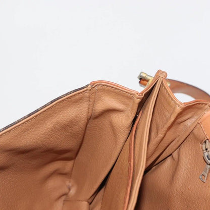 Celine Vintage Macadam Canvas and Leather, Brown, Canvas, Shoulder Bag