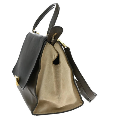 Celine Trapeze Leather with Suede, Multicolour, Leather, Handbag