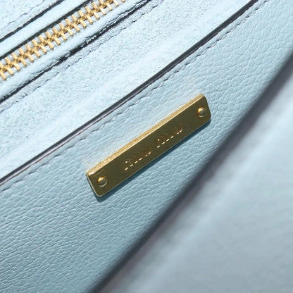 Miu Miu Madras Crystal Buckle Leather, Blue, Leather, Shoulder Bag