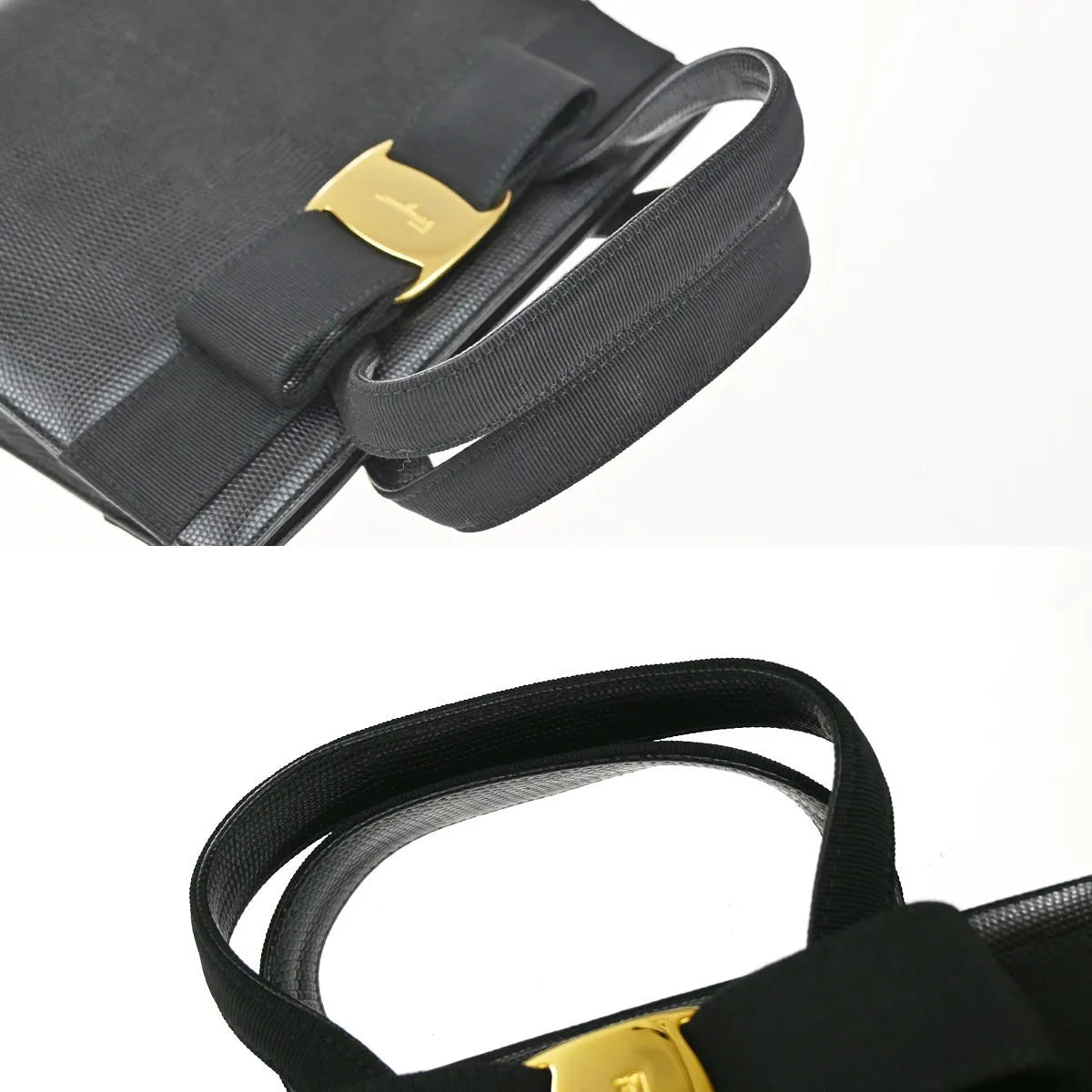 Salvatore Ferragamo Convertible Vara Bow Tote Lizard Embossed Leather, Black, Leather, Handbag