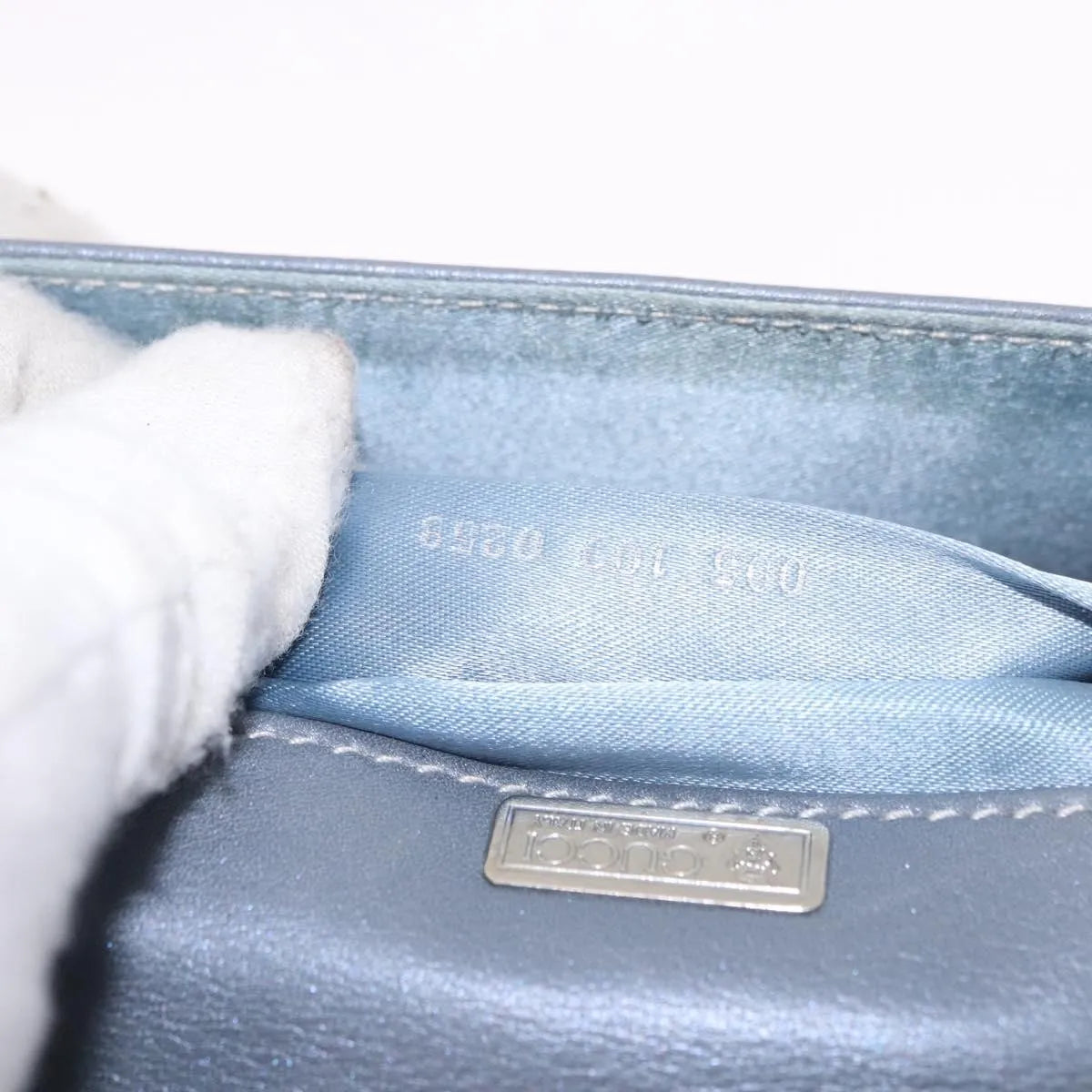Gucci Vintage Convertible Bamboo Top Handle Leather, Blue, Leather, Handbag