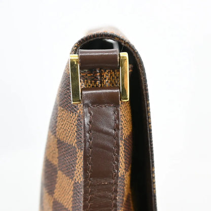 Louis Vuitton Musette Tango Damier Ebene, Brown, Canvas, Shoulder Bag
