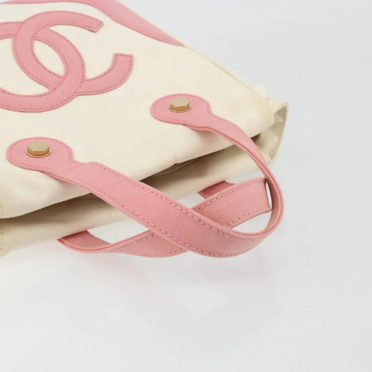 Chanel Vintage CC Tote Canvas, Beige, Canvas, Tote Bag