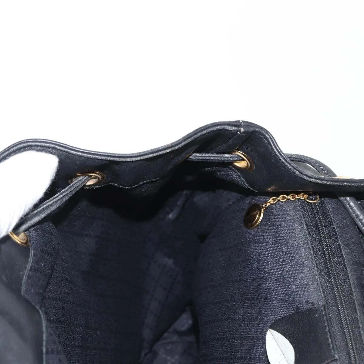 Gucci Vintage Bamboo Leather, Black, Leather, Backpack