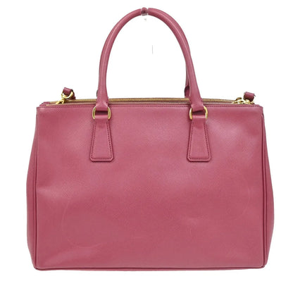 Prada Double Zip Lux Tote Saffiano Leather, Pink, Leather, Handbag