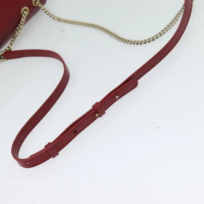 Bvlgari Signature Leather, Red, Leather, Shoulder Bag