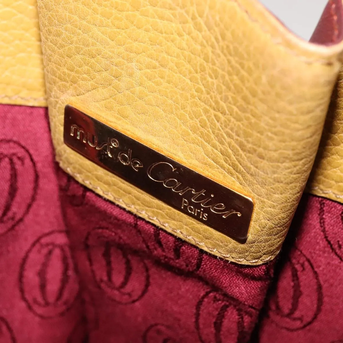 cartier Must de Cartier seau Leather, Yellow, Leather, Shoulder Bag