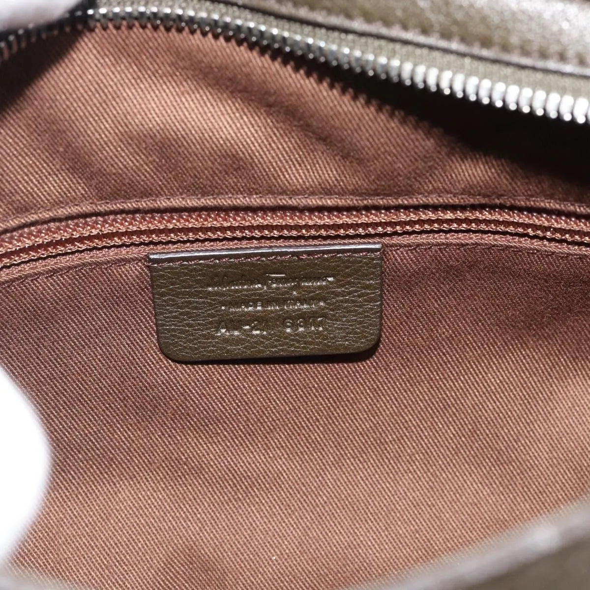 Salvatore Ferragamo Marisa Leather, Khaki, Leather, Handbag