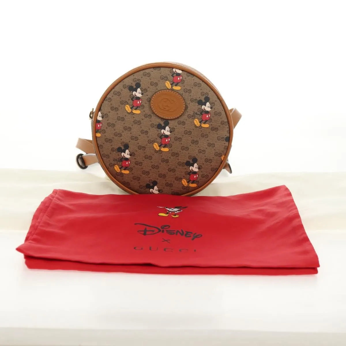 Gucci Disney Mickey Mouse Round Backpack (Outlet) Printed Mini GG Coated Canvas, Beige, Canvas, Backpack