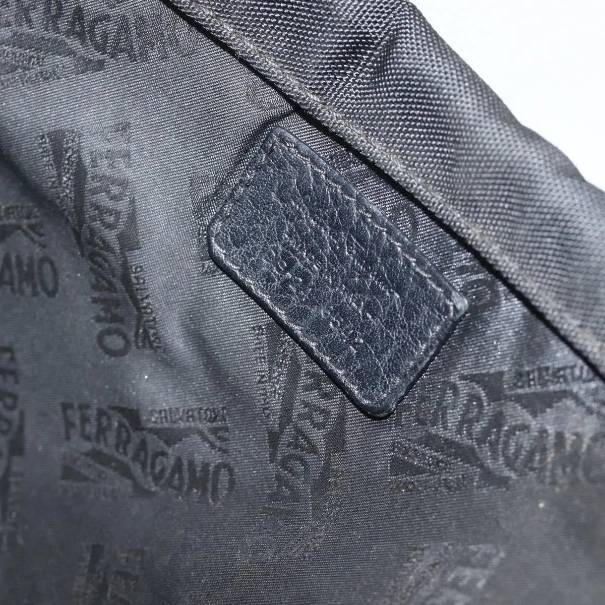 Salvatore Ferragamo Vintage Leather, Black, Nylon, Shoulder Bag