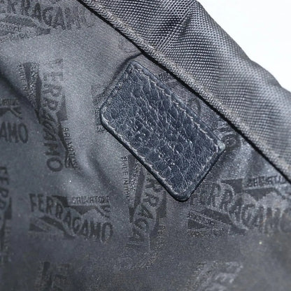 Salvatore Ferragamo Vintage Leather, Black, Nylon, Shoulder Bag