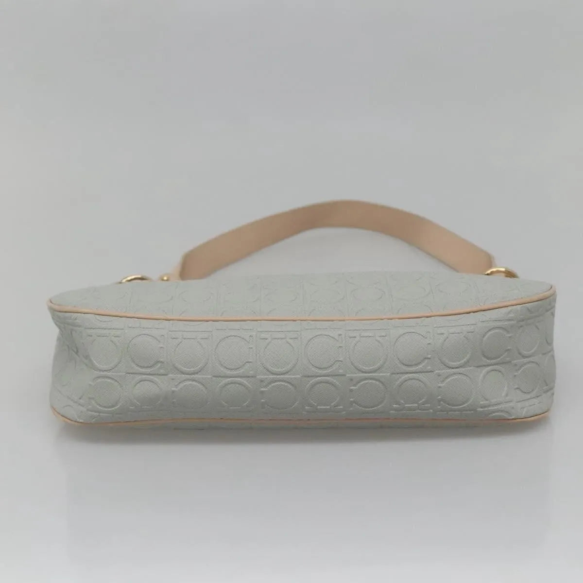 Salvatore Ferragamo Gancini Leather, Gray, Leather, Shoulder Bag