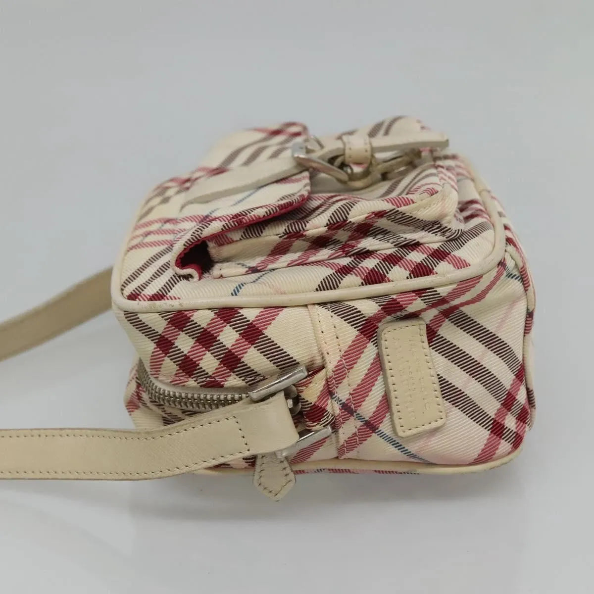 Burberry Nova Check Blue Label Nylon, White, Nylon, Shoulder Bag