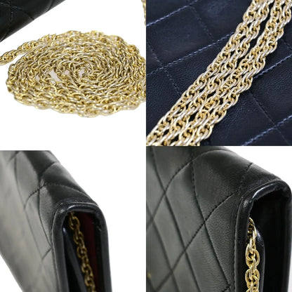 Chanel Vintage Round Flap Quilted Lambskin, Black, Leather, Handbag