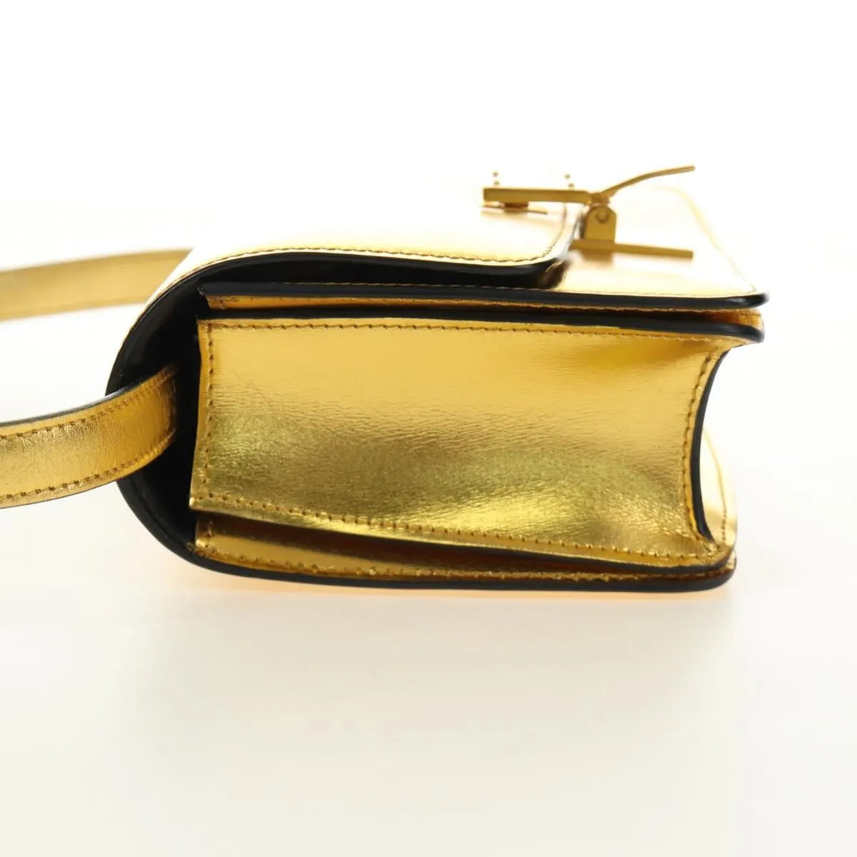 Celine Flap Shoulder Leather, Gold, Leather, Shoulder Bag