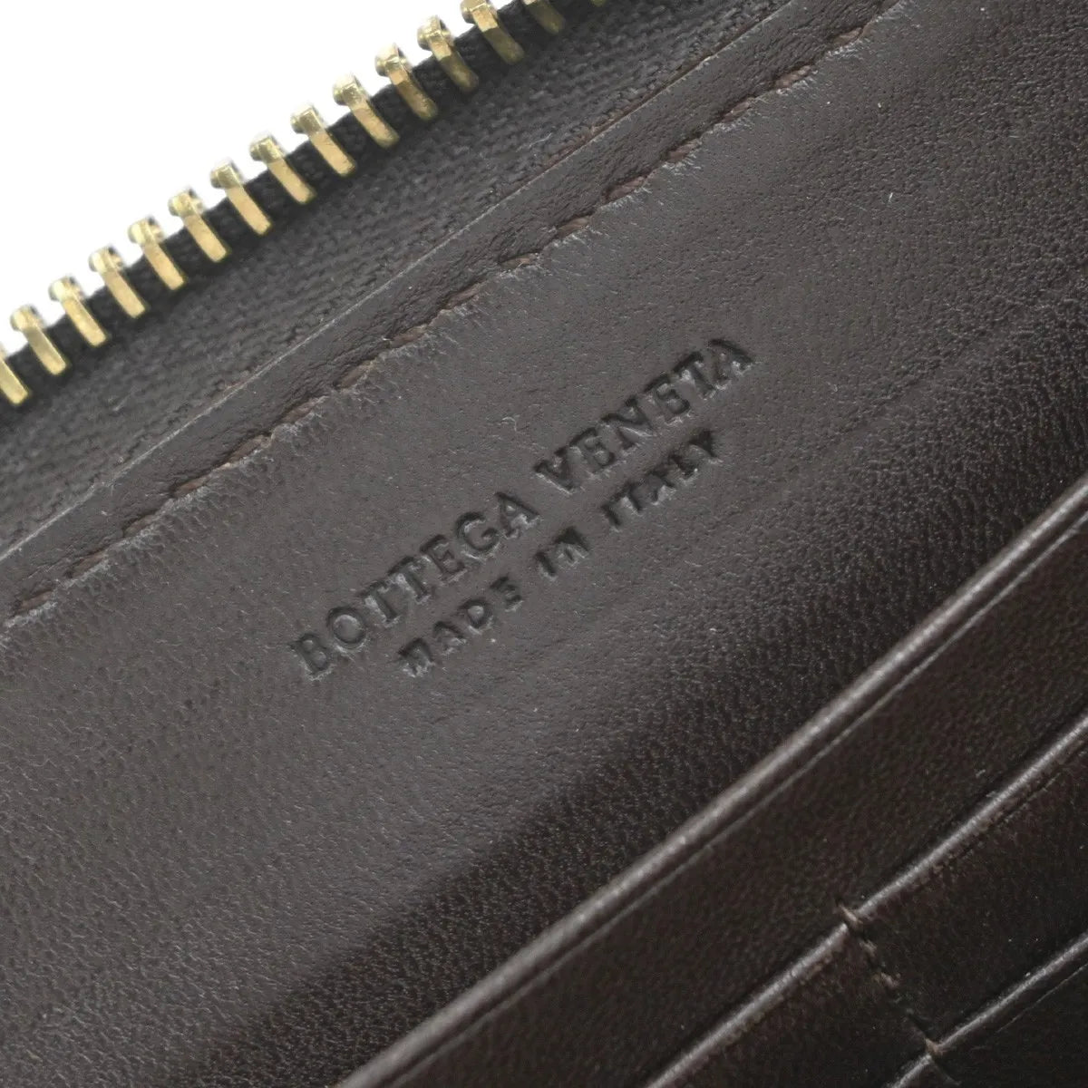 Bottega Veneta Intrecciato Long Zip Leather, Brown, Leather, Wallet
