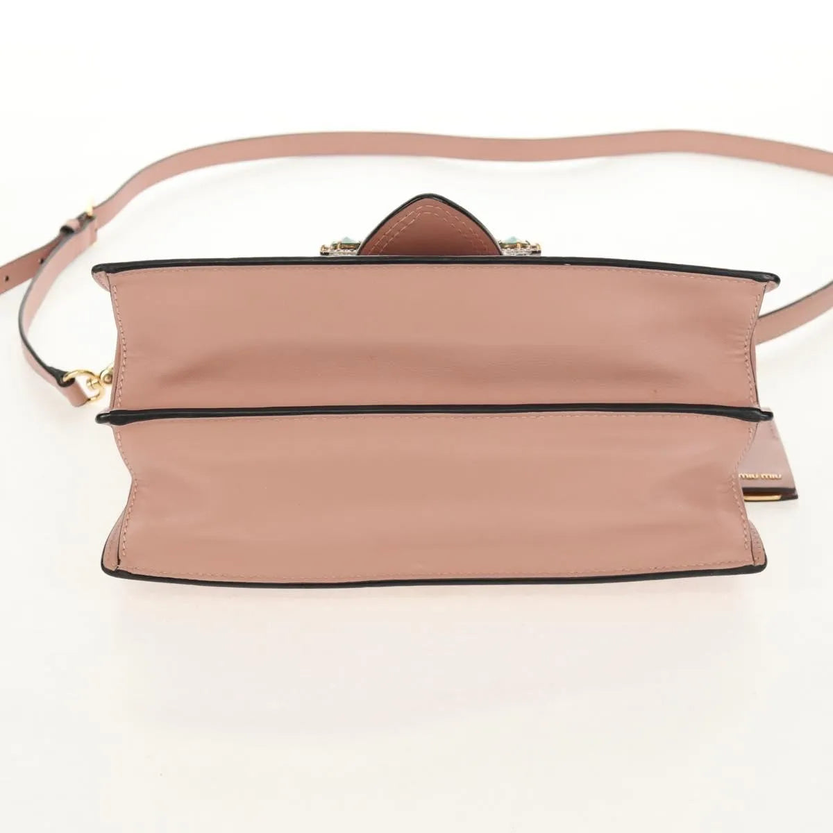 Miu Miu Madras Crystal Buckle Leather, Pink, Leather, Shoulder Bag