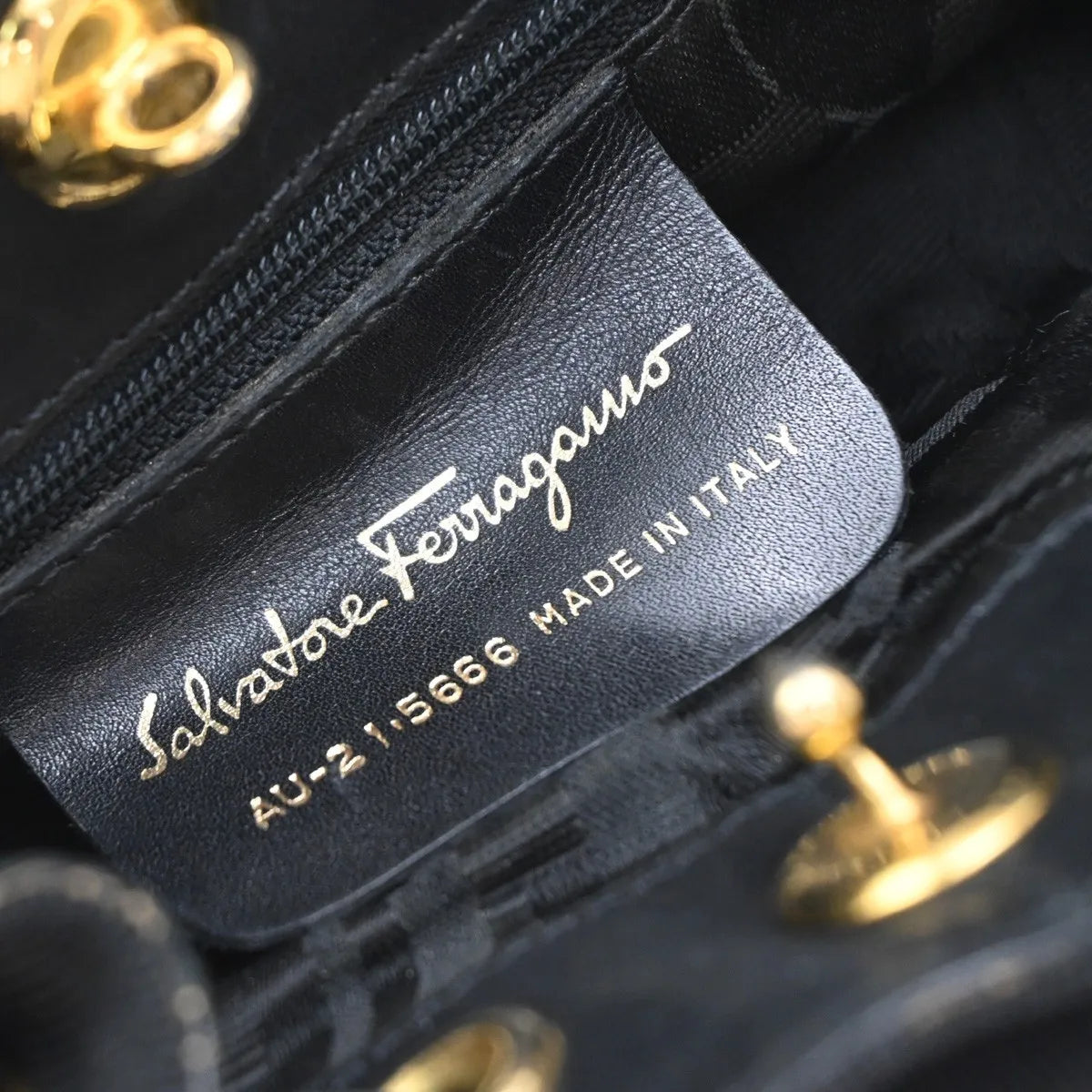 Salvatore Ferragamo Vala Canvas, Black, Canvas, Backpack