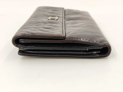Chanel Camellia Flap Organizer Camellia Lambskin, Black, Leather, Wallet