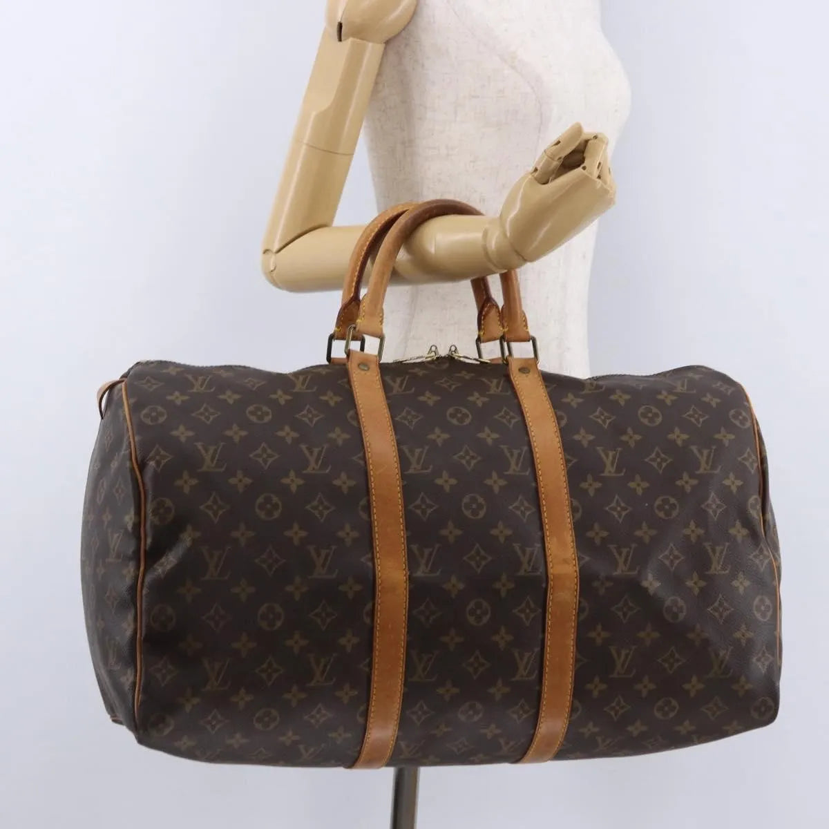 Louis Vuitton Keepall Monogram, Brown, Canvas, Travel Bag
