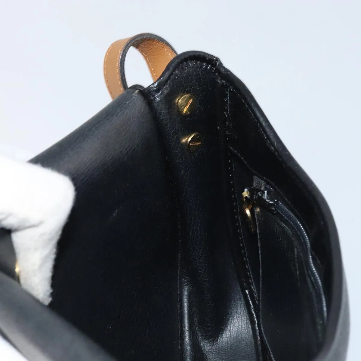 Christian Dior Vintage CD Logo Leather, Black, Leather, Shoulder Bag