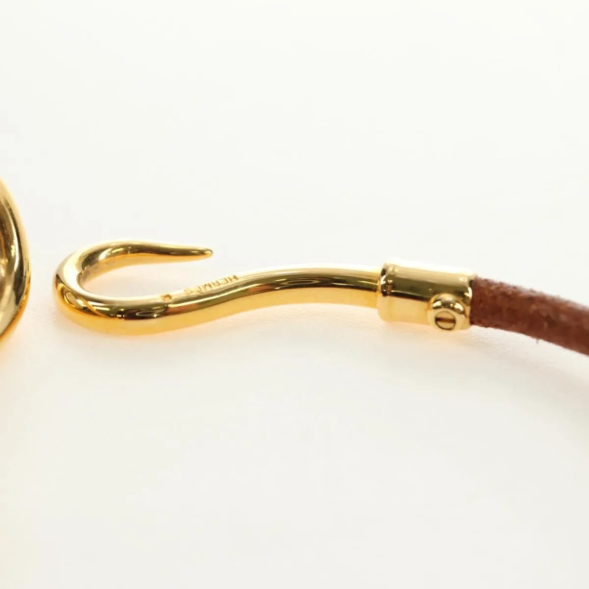 Hermes Jumbo Hook Braided Leather and Metal, Brown, Leather, Bracelet