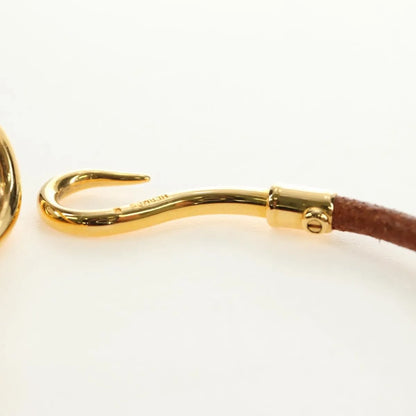 Hermes Jumbo Hook Braided Leather and Metal, Brown, Leather, Bracelet