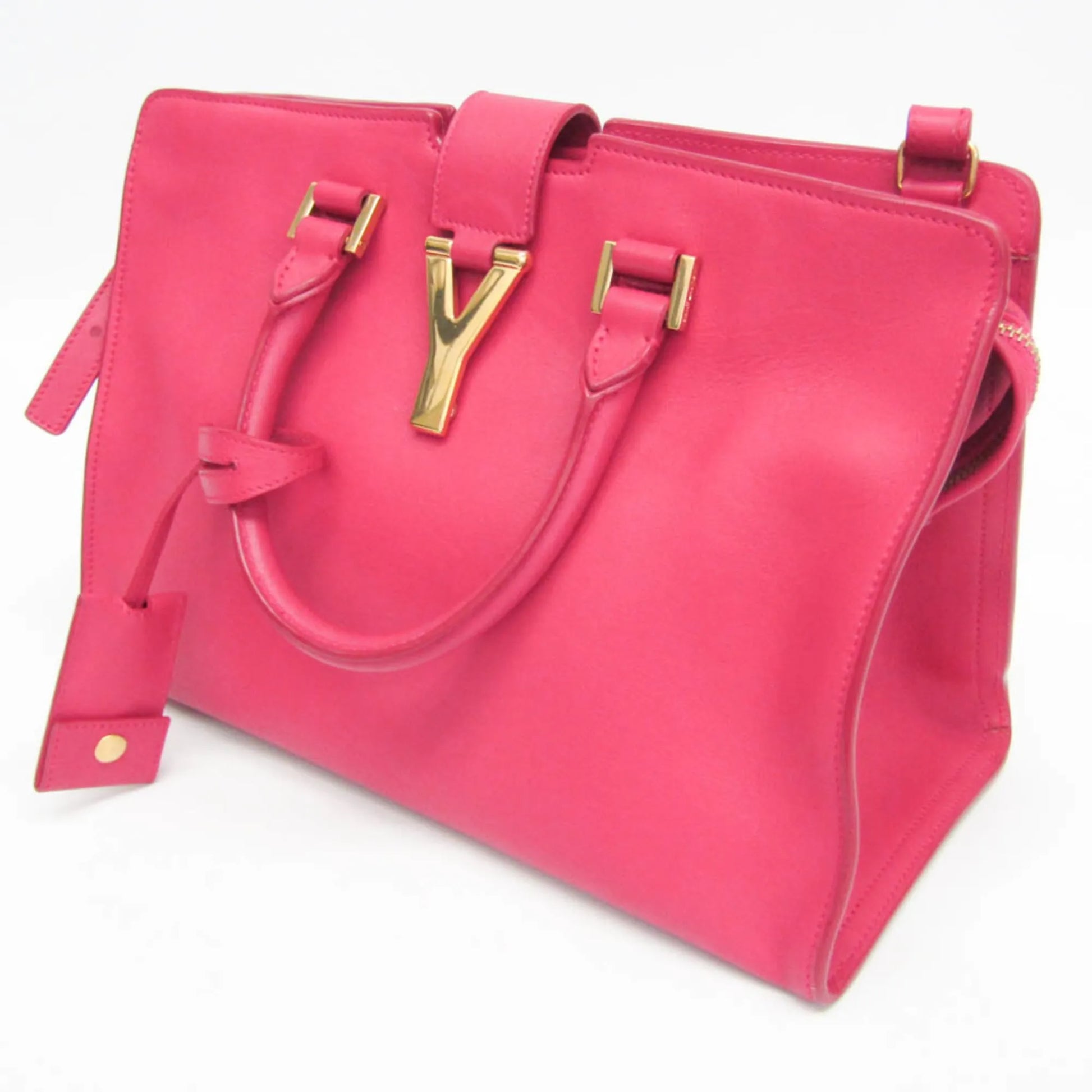 Saint Laurent Classic Y Cabas Leather, Pink, Leather, Handbag