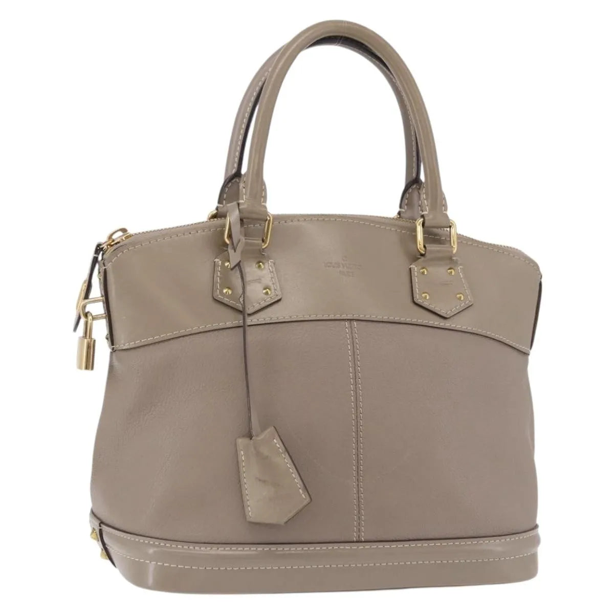 Louis Vuitton Suhali Lockit Leather, Gray, Leather, Handbag