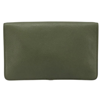 Christian Dior Vintage Chain Flap Leather, Green, Leather, Shoulder Bag