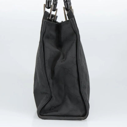 Gucci Vintage Bamboo Handle Tote GG Nylon, Black, Nylon, Tote Bag