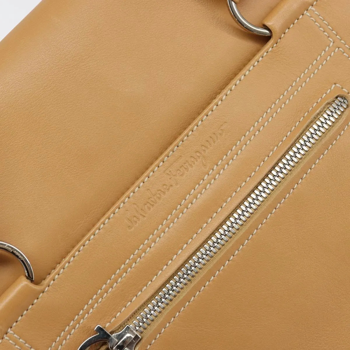 Salvatore Ferragamo Gancini Tote Leather, Beige, Leather, Tote Bag