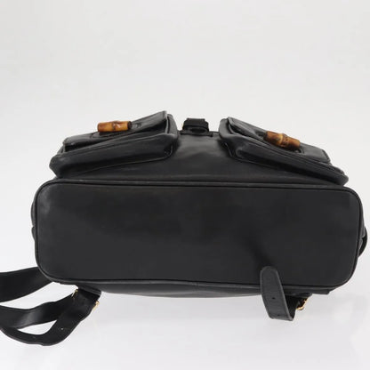 Gucci Vintage Bamboo Leather, Black, Leather, Backpack
