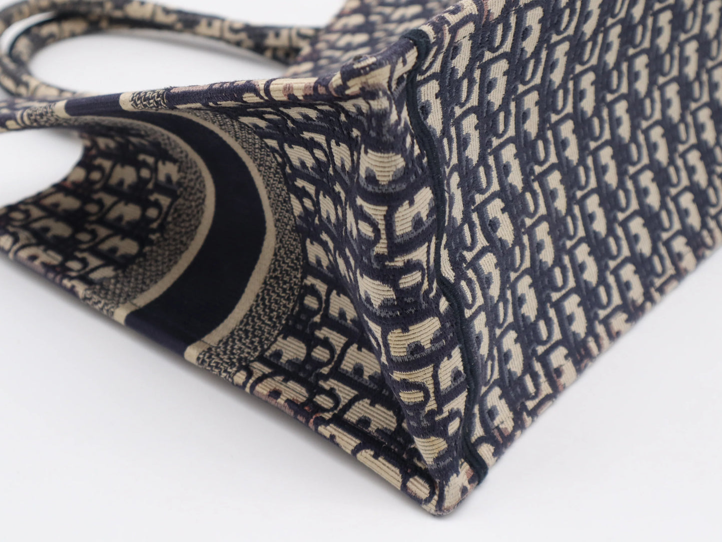 Christian Dior Book Tote Embroidered Canvas, Navy, Canvas, Tote Bag