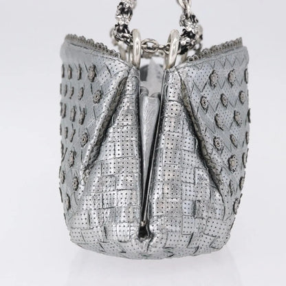 Bottega Veneta Intrecciato Shoulder Leather, Silver, Leather, Shoulder Bag
