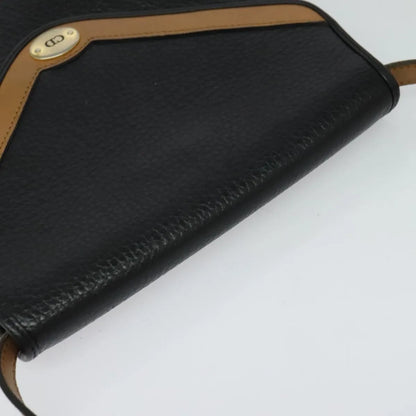 Christian Dior Vintage CD Flap Leather, Black, Leather, Shoulder Bag