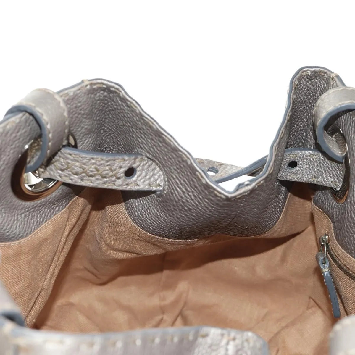 Fendi Selleria Pomodorino Leather, Gray, Leather, Tote Bag