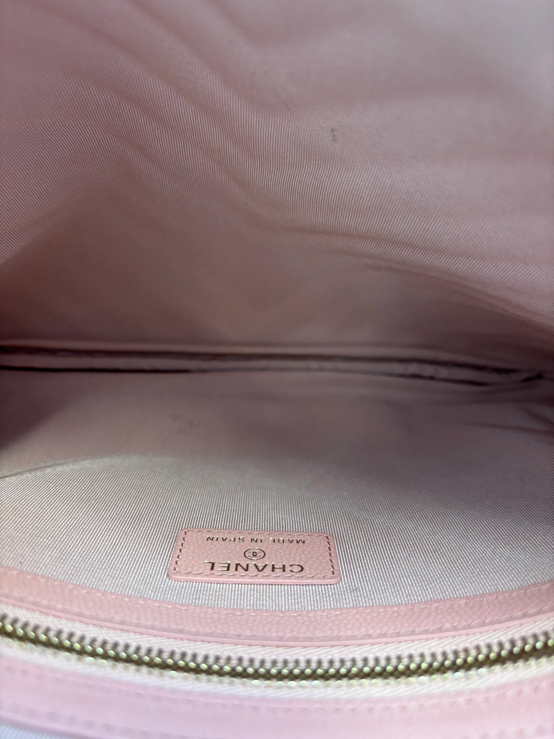Chanel O Case Clutch Chevron Caviar, Pink, Leather, Clutch