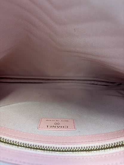 Chanel O Case Clutch Chevron Caviar, Pink, Leather, Clutch