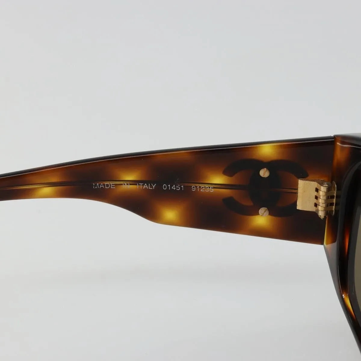 Chanel Coco mark barette Gold plated, Brown, Plastic, Sunglasses
